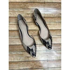 Marc Fisher LTD Women's Sunnys 2 Natural Snake Print D'Orsay Leather Flat 8 M